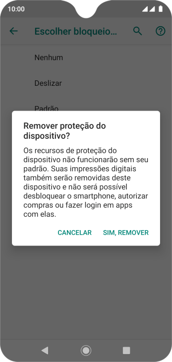 Pressione SIM, REMOVER. Pressione SIM, REMOVER.