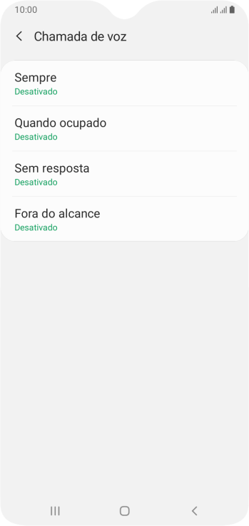 Pressione o tipo de encaminhamento desejado. Pressione o tipo de encaminhamento desejado.
