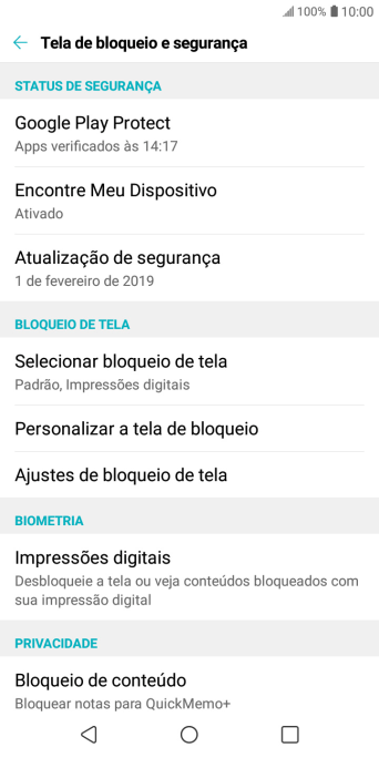 Pressione Selecionar bloqueio de tela. Pressione Selecionar bloqueio de tela.