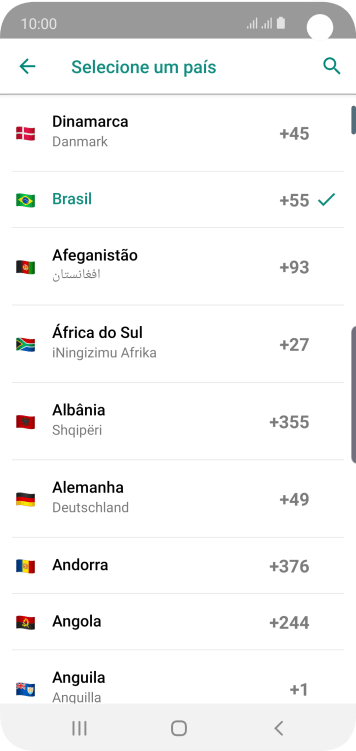 Pressione o país desejado. Pressione o país desejado.