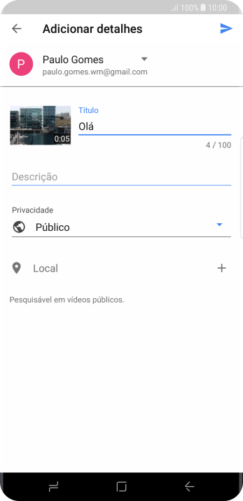Pressione o ícone de fazer upload. Pressione o ícone de fazer upload.