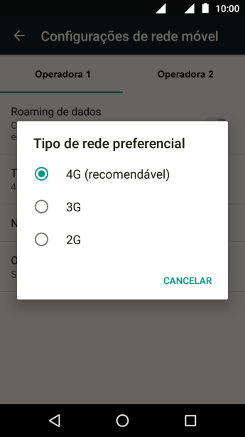 Pressione o tipo de rede. Pressione o tipo de rede.