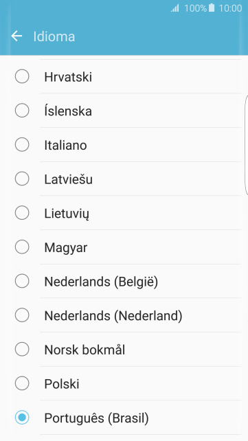 Pressione o idioma desejado. Pressione o idioma desejado.