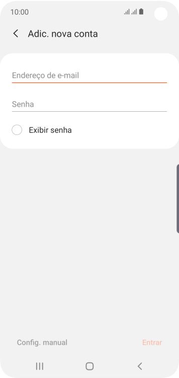 Pressione Endereço de e-mail, e digite o endereço de e-mail. Pressione Endereço de e-mail, e digite o endereço de e-mail.