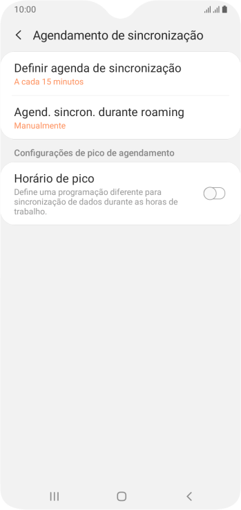 Pressione Definir agenda de sincronização. Pressione Definir agenda de sincronização.