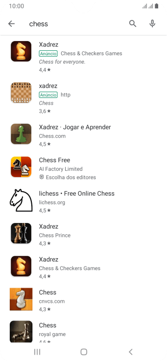 Pressione o app desejado. Pressione o app desejado.