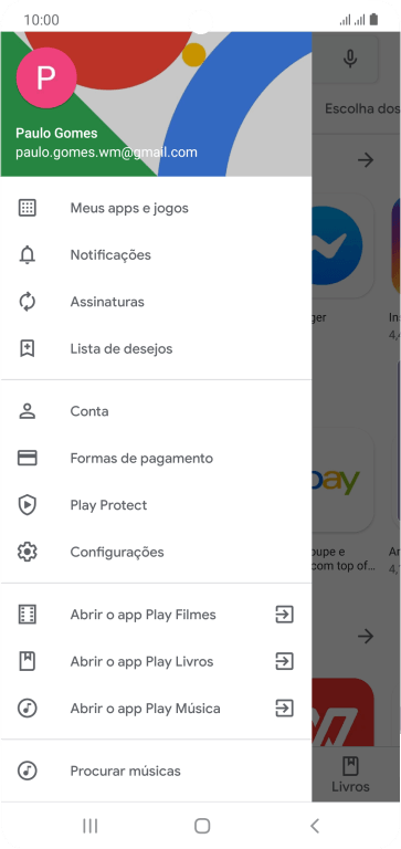 Pressione Configurações. Pressione Configurações.