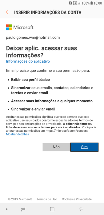 Se a tela mostrar essa imagem, sua conta foi reconhecida e configurada automaticamente. Siga as instruções da tela para inserir mais informações e finalizar a configuração. Se a tela mostrar essa imagem, sua conta foi reconhecida e configurada automaticamente. Siga as instruções da tela para inserir mais informações e finalizar a configuração.
