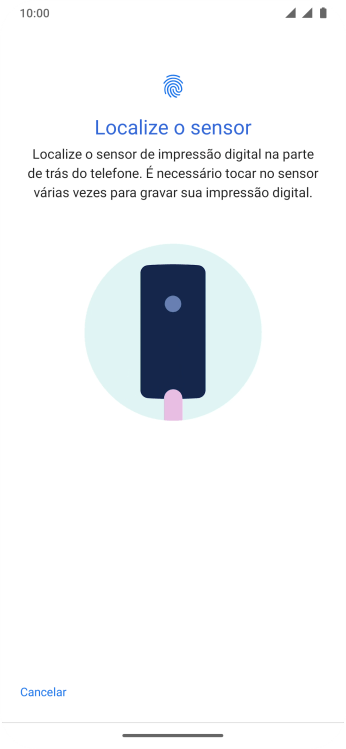 Siga as instruções na tela para configurar o código de bloqueio do celular com impressão digital. Siga as instruções na tela para configurar o código de bloqueio do celular com impressão digital.