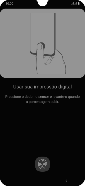Siga as instruções na tela para configurar o código de bloqueio do celular com impressão digital. Siga as instruções na tela para configurar o código de bloqueio do celular com impressão digital.