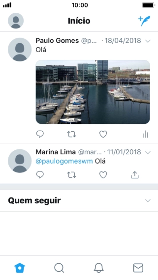 Pressione o ícone de novo tweet. Pressione o ícone de novo tweet.