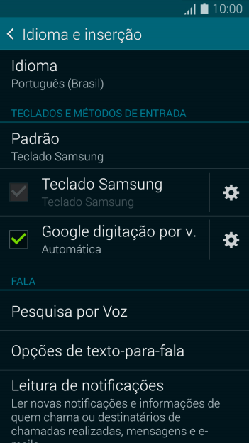 Pressione o ícone de configurações ao lado de Pressione o ícone de configurações ao lado de