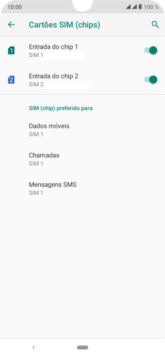 Pressione o indicador ao lado do chip desejado para ativar ou desativar o chip. Pressione o indicador ao lado do chip desejado para ativar ou desativar o chip.