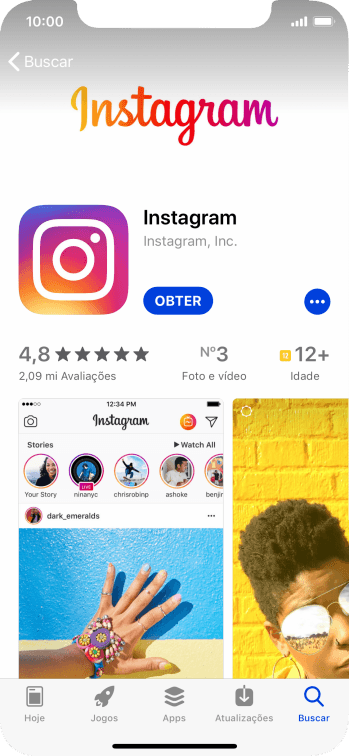 Pressione OBTER, e siga as indicações da tela para instalar o app. Pressione OBTER, e siga as indicações da tela para instalar o app.