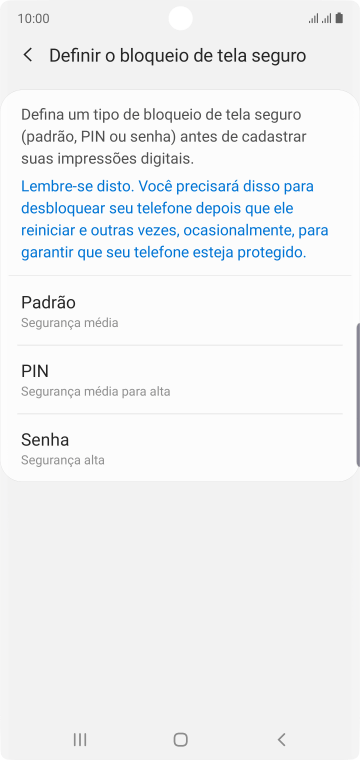 Pressione o código de bloqueio desejado, e siga as instruções da tela para criar um código extra. Pressione o código de bloqueio desejado, e siga as instruções da tela para criar um código extra.