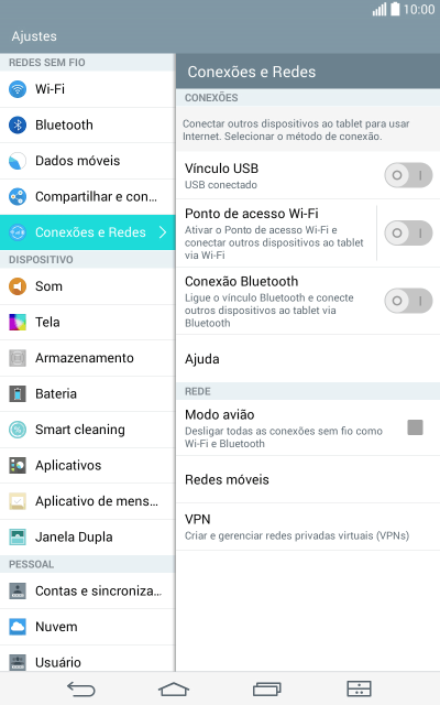 Pressione Redes móveis. Pressione Redes móveis.