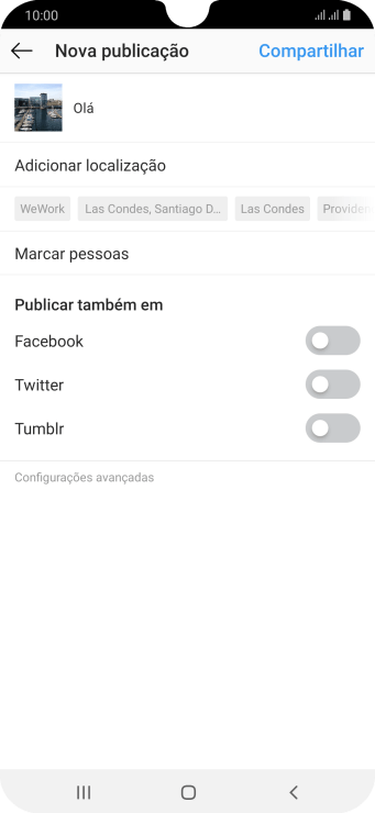 Digite o texto, e pressione Compartilhar. Digite o texto, e pressione Compartilhar.