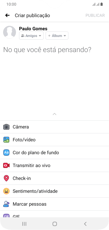 Pressione o campo de escrever, e digite a atualização desejada. Pressione o campo de escrever, e digite a atualização desejada.