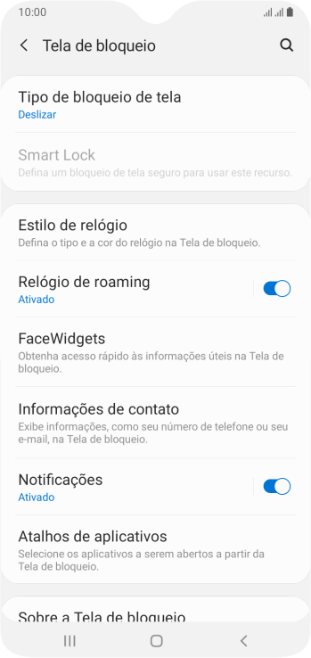 Pressione Tipo de bloqueio de tela. Pressione Tipo de bloqueio de tela.