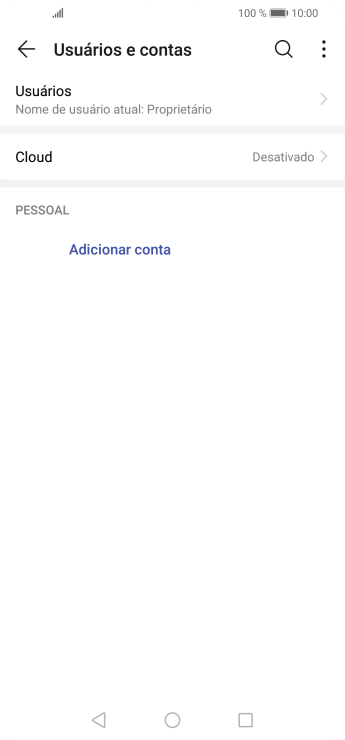 Pressione Adicionar conta. Pressione Adicionar conta.