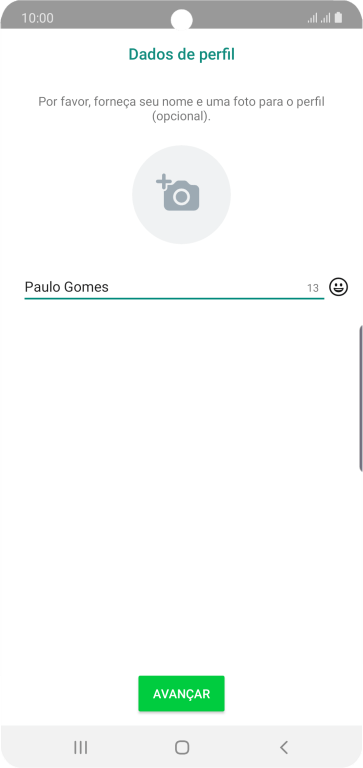 Digite o nome do usuário, e pressione AVANÇAR. Digite o nome do usuário, e pressione AVANÇAR.