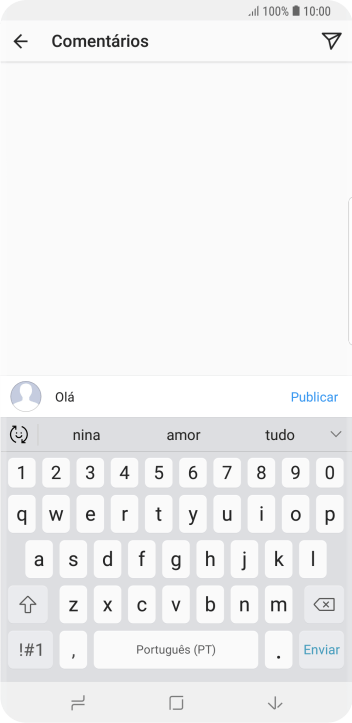 Digite o texto, e pressione Publicar. Digite o texto, e pressione Publicar.