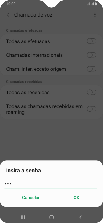 Digite sua senha de bloqueio, e pressione OK. Digite sua senha de bloqueio, e pressione OK.