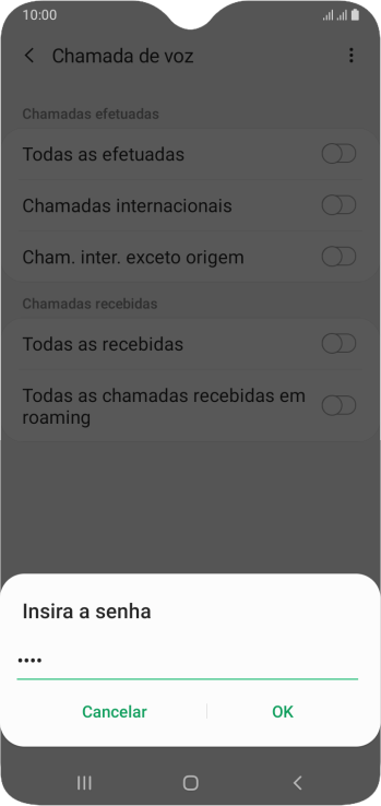 Digite sua senha de bloqueio, e pressione OK. Digite sua senha de bloqueio, e pressione OK.