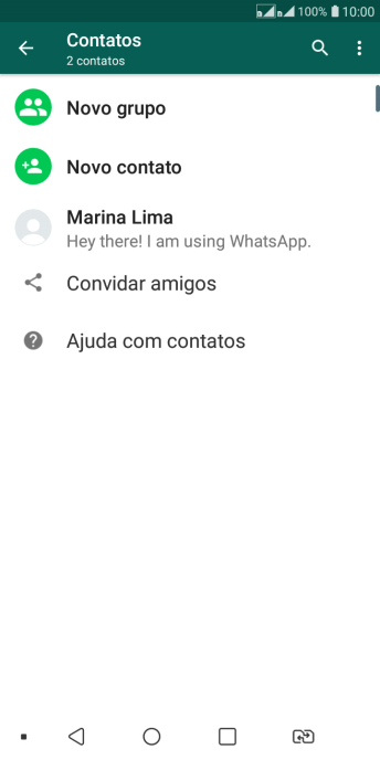 Pressione o ícone de busca, e digite as primeiras letras do nome do contato. Pressione o ícone de busca, e digite as primeiras letras do nome do contato.