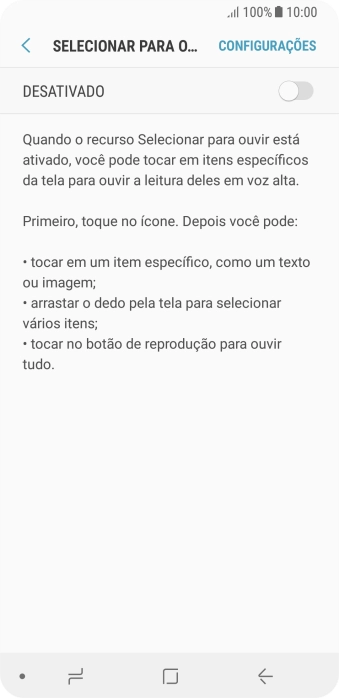 Pressione o indicador para ativar a função. Pressione o indicador para ativar a função.