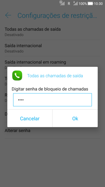 Digite sua senha de bloqueio, e pressione Ok. Digite sua senha de bloqueio, e pressione Ok.