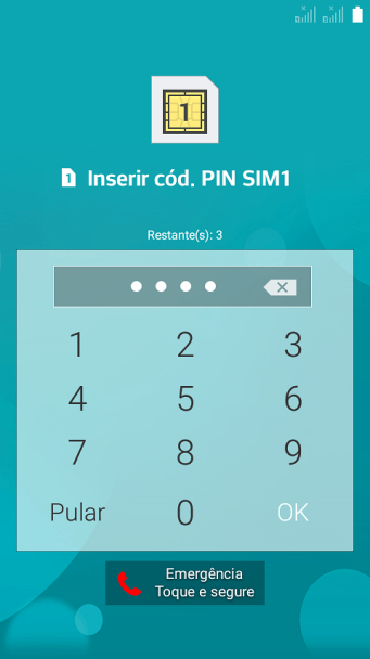 Caso seja solicitado, você deve inserir o código PIN, e pressionar OK. O código PIN padrão é 1010. Caso seja solicitado, você deve inserir o código PIN, e pressionar OK. O código PIN padrão é 1010.