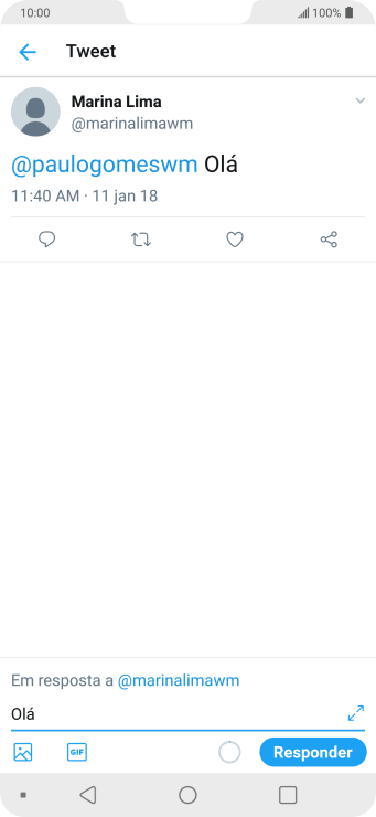 Escreva a resposta desejada, e pressione Responder. Escreva a resposta desejada, e pressione Responder.