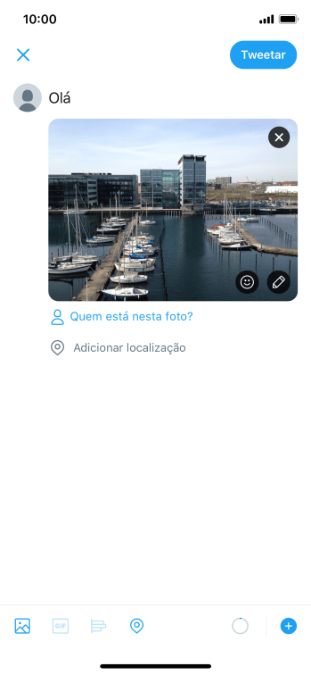 Digite o texto desejado, e pressione Tweetar. Digite o texto desejado, e pressione Tweetar.