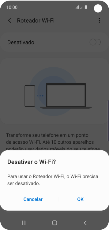Se o Wi-Fi estiver ativado você deve pressionar OK. Se o Wi-Fi estiver ativado você deve pressionar OK.