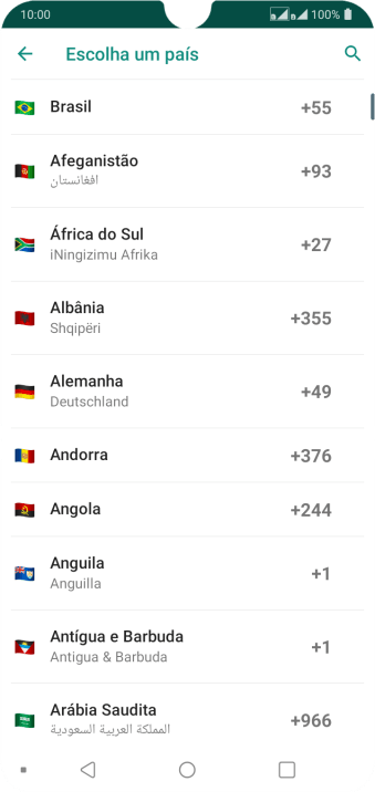 Pressione o país desejado. Pressione o país desejado.