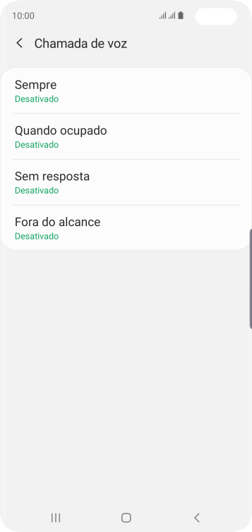 Pressione o tipo de encaminhamento desejado. Pressione o tipo de encaminhamento desejado.