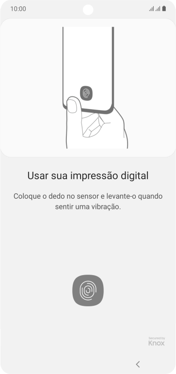 Siga as instruções na tela para configurar o código de bloqueio do celular com impressão digital. Siga as instruções na tela para configurar o código de bloqueio do celular com impressão digital.