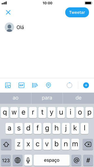 Digite o texto desejado, e pressione Tweetar. Digite o texto desejado, e pressione Tweetar.