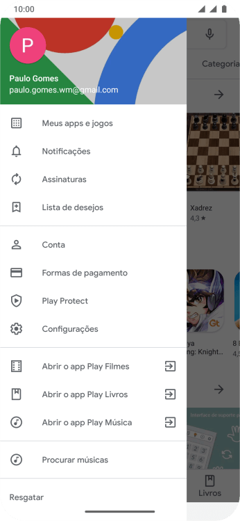 Pressione Configurações. Pressione Configurações.