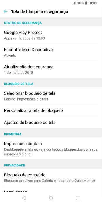 Pressione Selecionar bloqueio de tela. Pressione Selecionar bloqueio de tela.