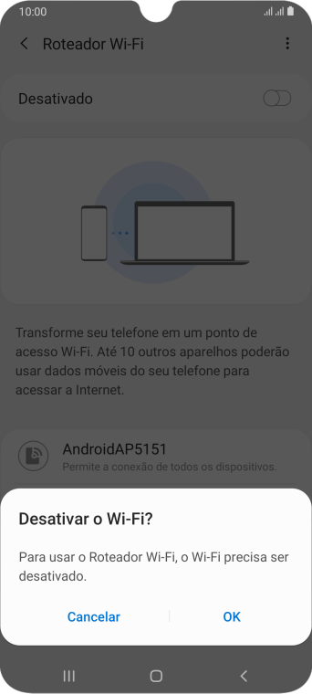 Se o Wi-Fi estiver ativado você deve pressionar OK. Se o Wi-Fi estiver ativado você deve pressionar OK.