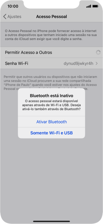 Se o Wi-Fi estiver ativado você deve pressionar Somente Wi-Fi e USB. Se o Wi-Fi estiver ativado você deve pressionar Somente Wi-Fi e USB.