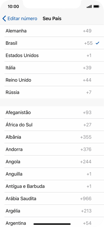 Pressione o país desejado. Pressione o país desejado.