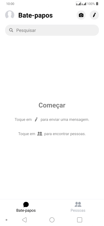 Pressione o ícone de nova mensagem. Pressione o ícone de nova mensagem.