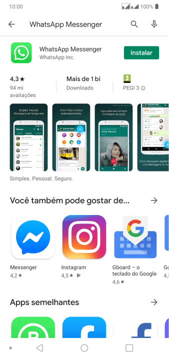 Pressione WhatsApp Messenger. Pressione WhatsApp Messenger.