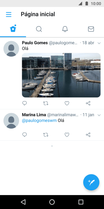 Pressione o ícone de novo tweet. Pressione o ícone de novo tweet.