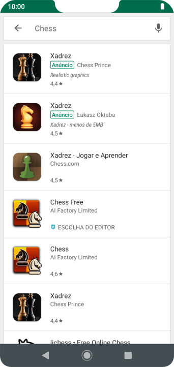 Pressione o app desejado. Pressione o app desejado.