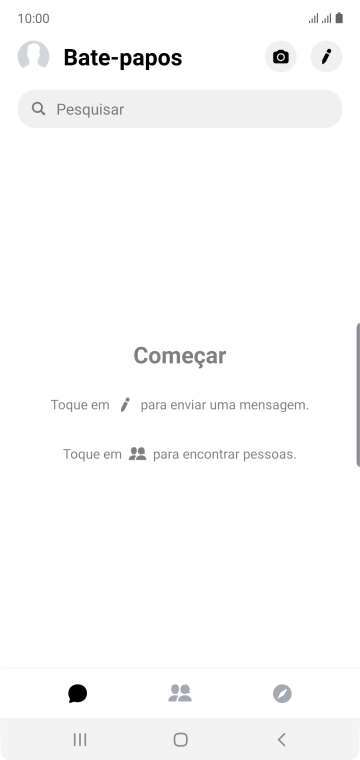 Pressione o ícone de nova mensagem, e digite as primeiras letras do nome do contato. Pressione o ícone de nova mensagem, e digite as primeiras letras do nome do contato.