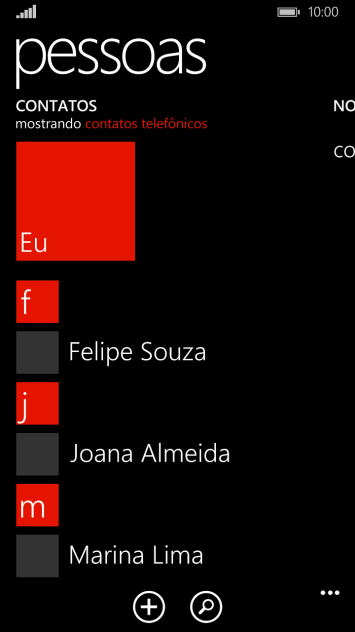 Pressione o ícone de novo contato. Pressione o ícone de novo contato.